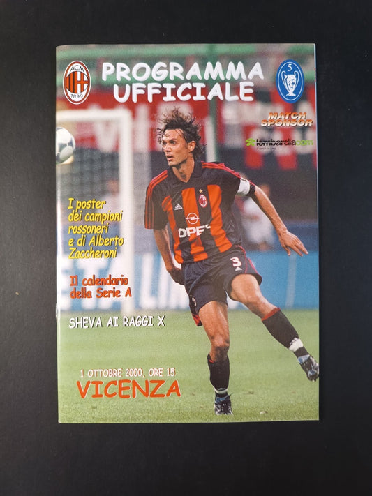 Programma originale  1/10/2000 Milan Vicenza campionato serie A