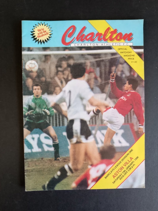 programma calcio Charlton Athletic vs Aston Villa 1990