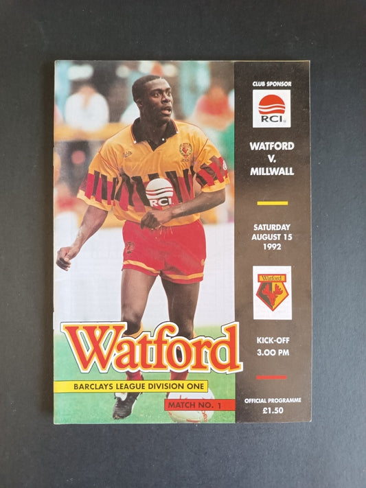 programma calcio Watford vs Millwall 1992