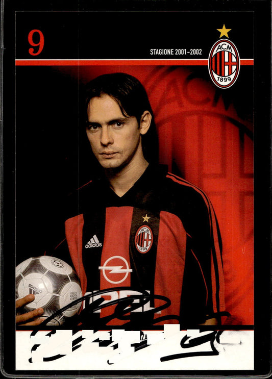cartolina postcard Calcio Milan con Autografo 2001/02  - Filippo Inzaghi (2