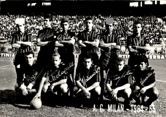Cartolina Formazione A.C Milan 1964-65 con autografi stampati