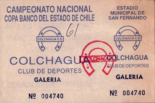 biglietto stadio CAMPEONATO NACIONAL COPA BANCO DEL ESTADO DE CHILE GALERIA