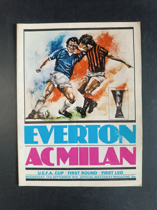 programma EVERTON AC MILAN UEFA CUP 17 settembre 1975 - (inglese)