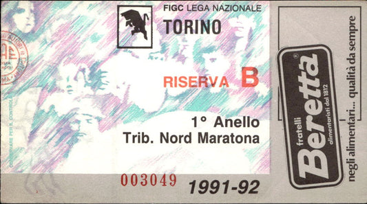 biglietto Ticket Stadio Lega Nazionale Torino 1991-92 n 003049