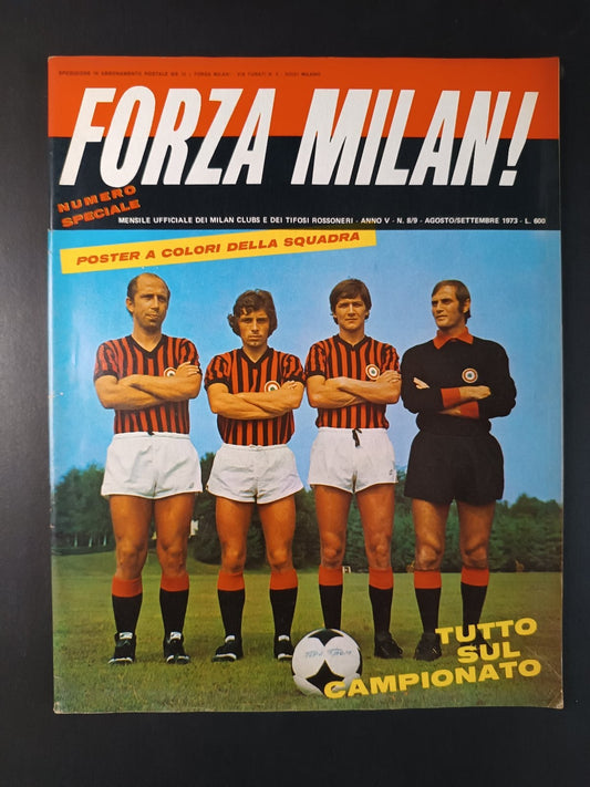 rivista FORZA MILAN - Milan Clubs - anno 1973 n 8-9 (no poster)