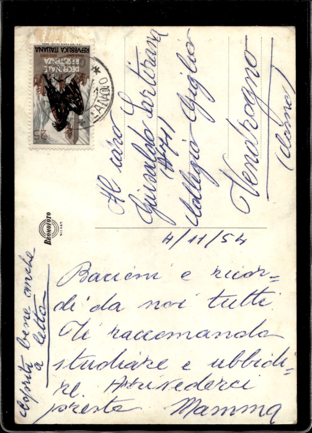 cartolina postcard ciclismo Fausto Coppi 1954