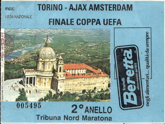 Biglietto stadio Torino-Ajax Amsterdam Finale Coppa Uefa