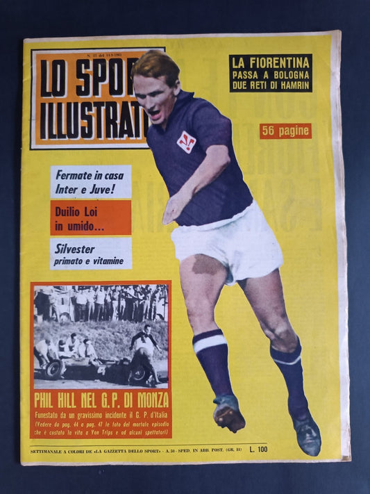 Rivista LO SPORT ILLUSTRATO  numero 37 anno 1961 Fiorentina/Hamrin/Hill