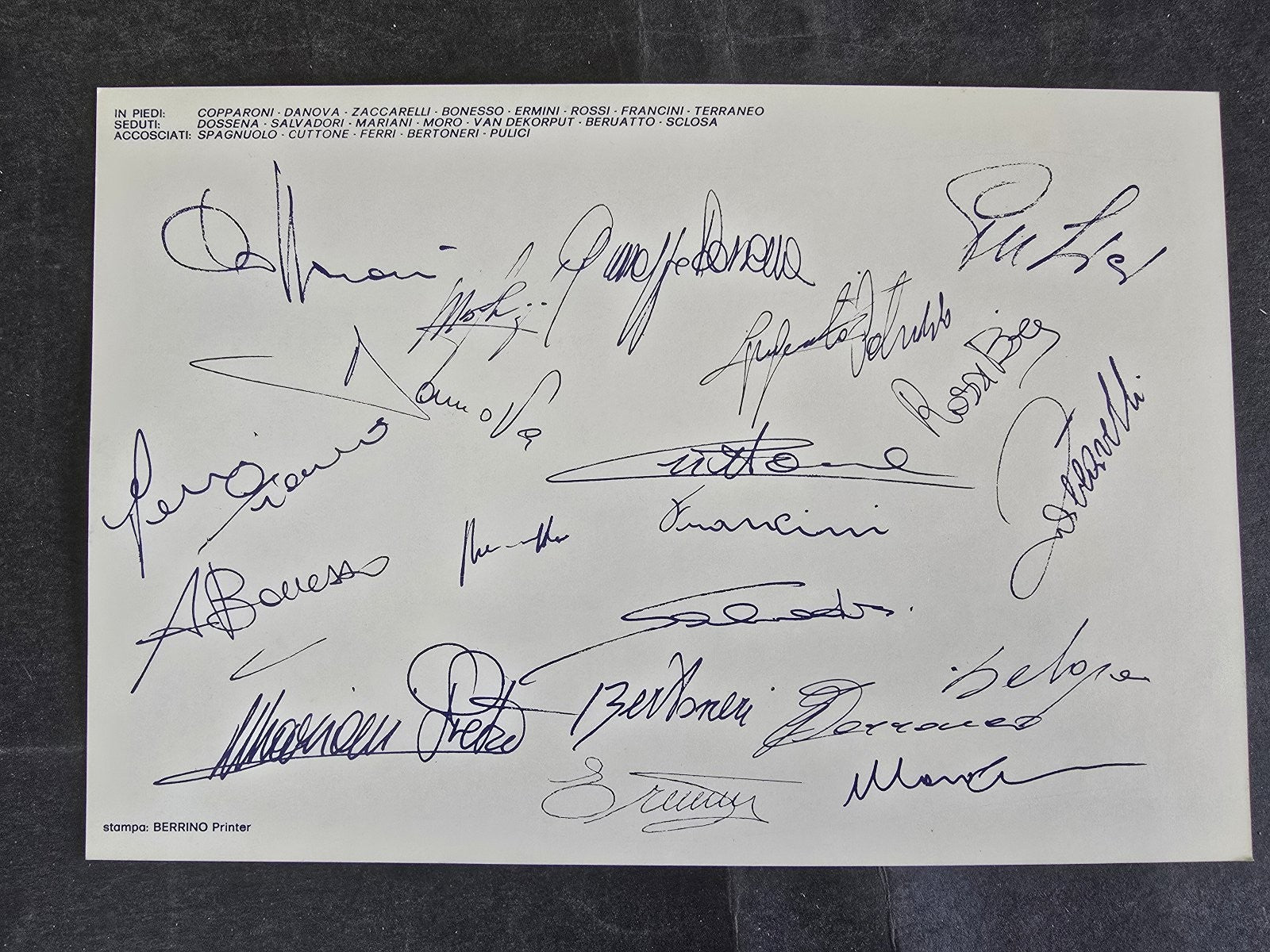 Cartolina Autografi stampati Torino Calcio 1981/82 ufficiale Tiko Barbero
