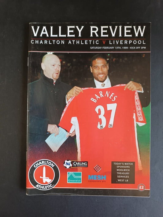 programma calcio Charlton Athletic vs Liverpool 1999