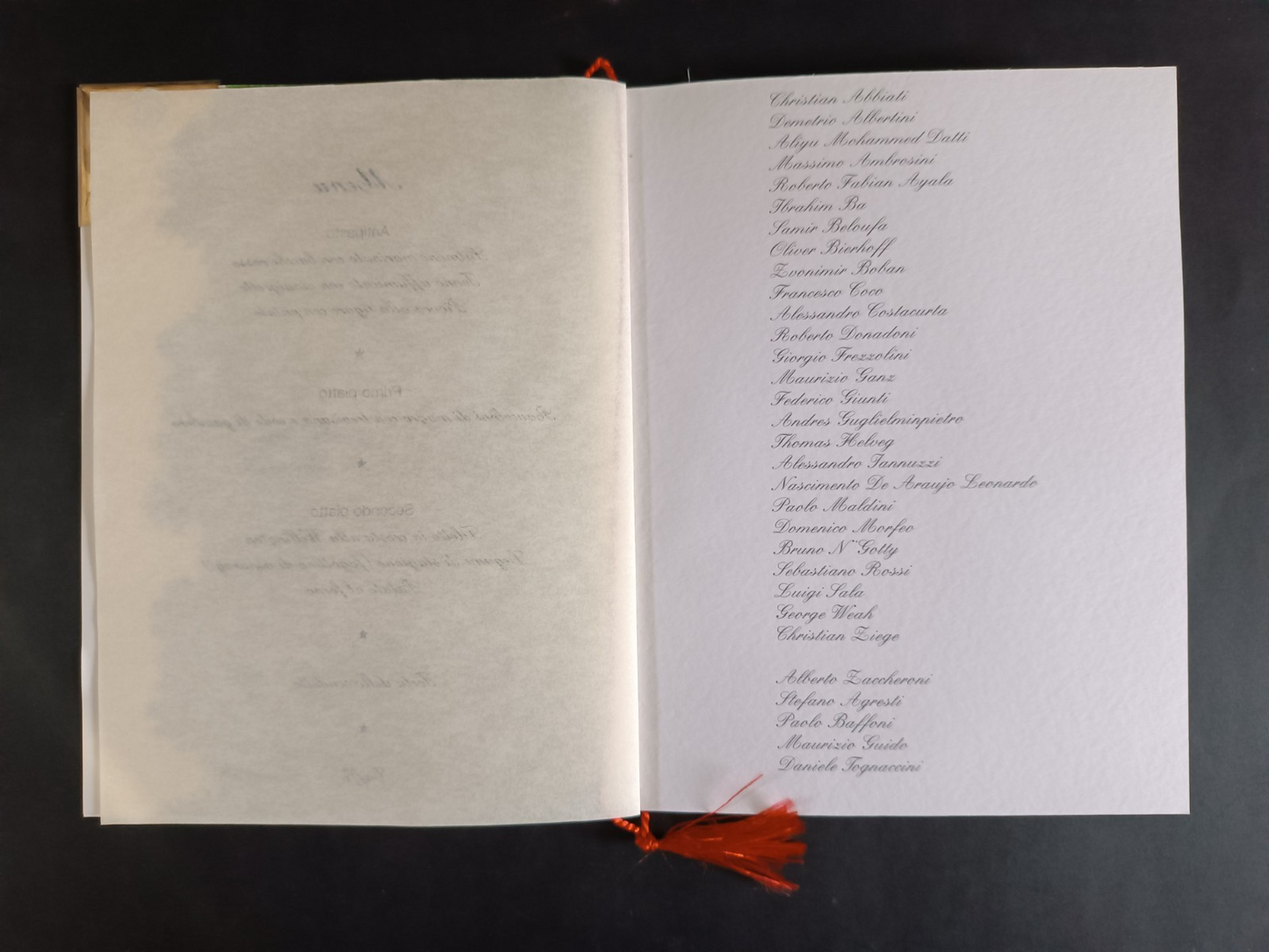 MENU festa 16 scudetto MILAN con foto e ferma foto personalizzato in argento