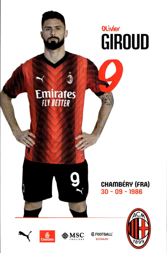 cartolina postcard Calcio Milan EMIRATES (2023/24) Giroud