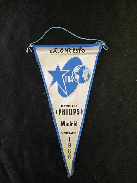 Gagliardetto bander�n  Trofeo Basket Philips 1966 Intercontinentale Madrid FIBA
