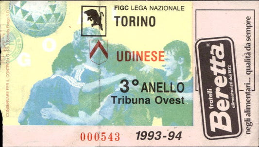 Biglietto stadio Torino-Udinese Lega Nazionale 1993-94